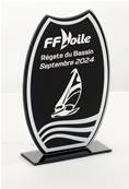 Trophée Verre Noir Et Miroir - Haut. 185 MM