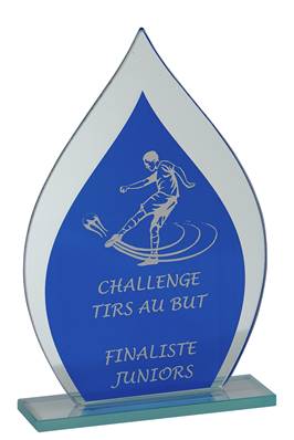 Trophée Verre Bleu Et Miroir - Haut. 185 MM