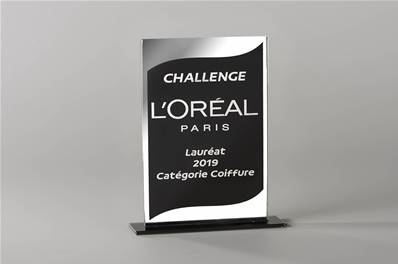 Trophée Verre Noir Et Miroir - Haut. 18.5 Cm