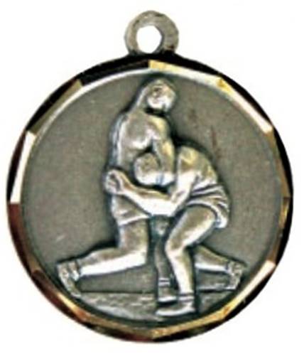 Médaille Laiton Frappée Lutte 32 Mm - Couleur Selon Stock