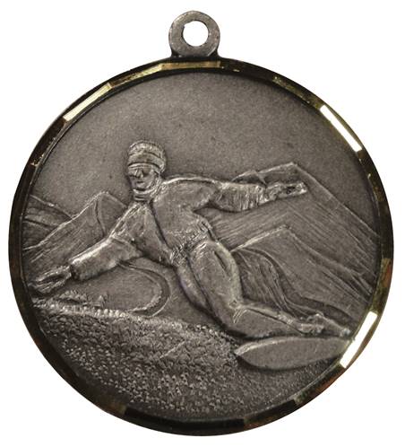 Médaille Laiton Frappée Snowboard 50 Mm - Couleur Selon Stock