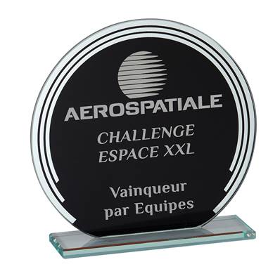 Trophée Verre Noir Et Miroir - Haut. 160 MM